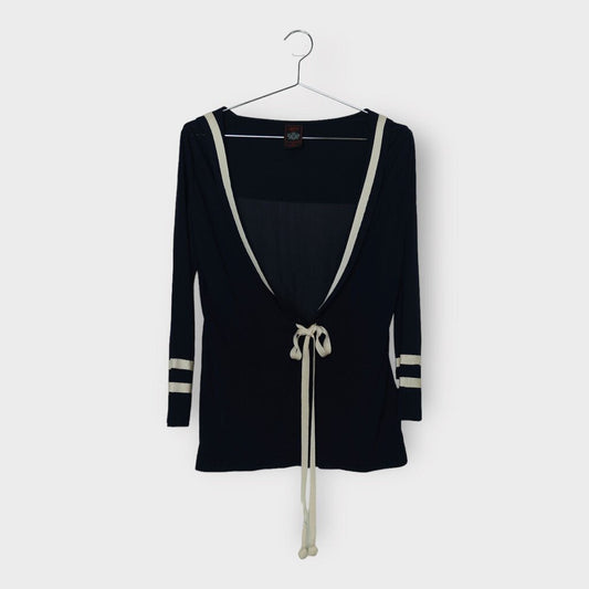 Navy Cream Mesh Pants & Sailor Collar Top