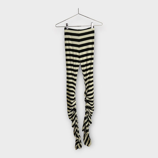 Maroske Peech Black & White Stripe Gathered Leggings