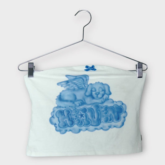 Heaven by Marc Jacobs White & Blue Puppy Angel Tube Top