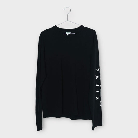 Kenzo Black with White Text Long Sleeve Tee