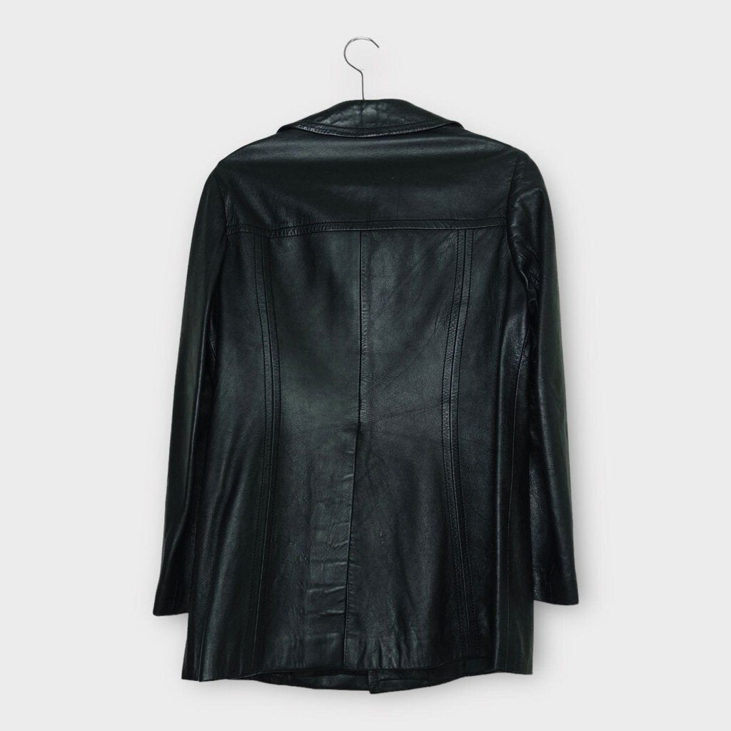 Goldor Black Leather Jacket with Lace Feature