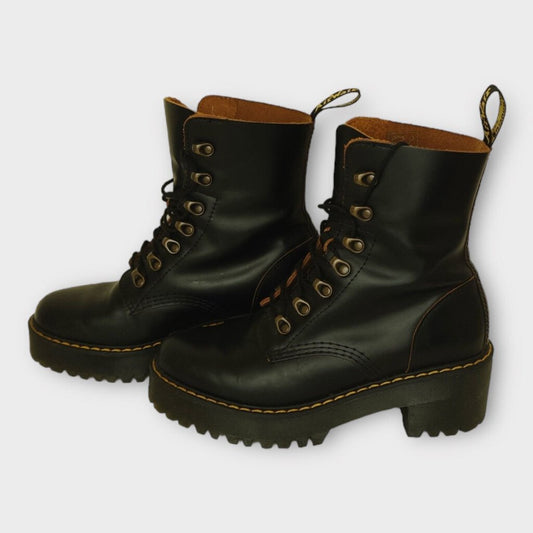 Dr Martens Black Leather Leona Heel Boot