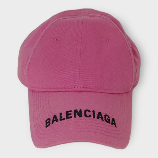 Balenciaga Bright Pink + Black Cotton Logo Cap