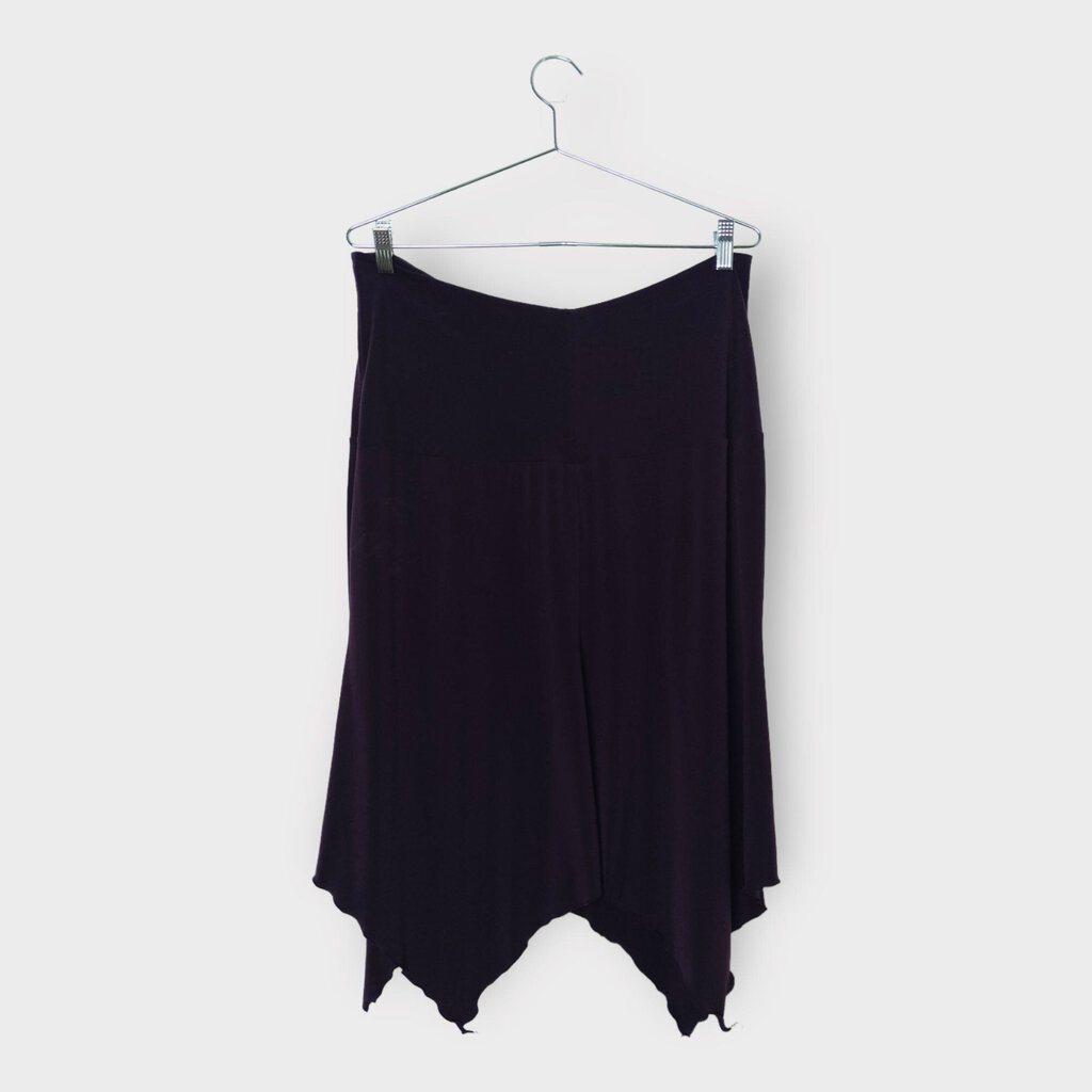 Dark Purple Handkerchief Hem Midi Skirt