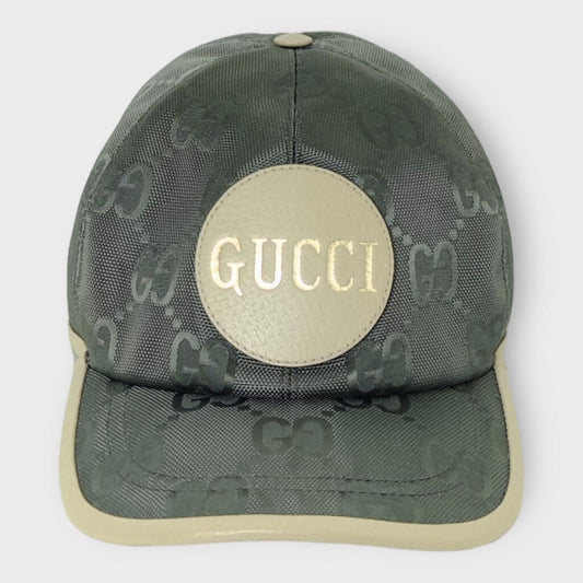 Gucci Grey + Beige Nylon Monogram Cap