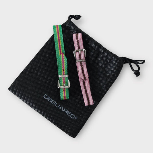 DSquared2 Pink & Green Belt Strapping Bracelets