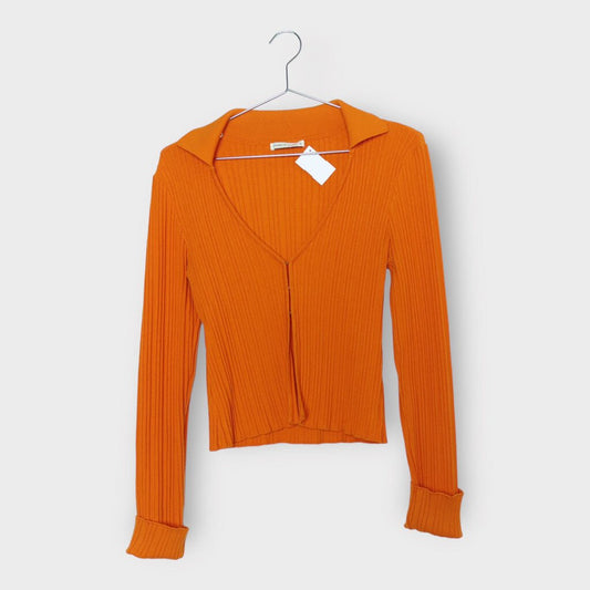 Chosen by Tuchuzy Bright Orange Collared Knit Top