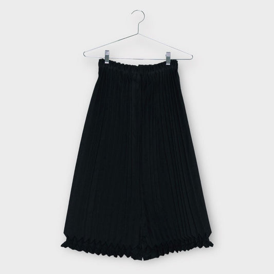 Chocho Black Pleated Midi with Gathered Pleat Hem