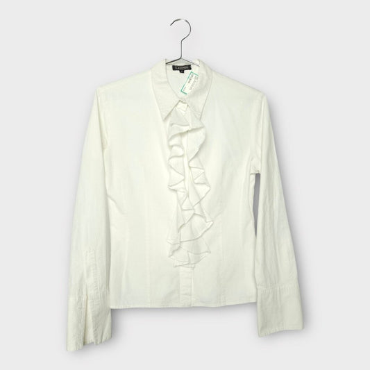 Leonie White Cotton Ruffle Shirt