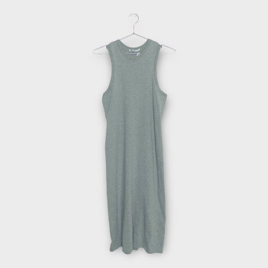 Grey Cotton Racer Back Midi Dress