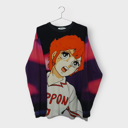 MSGM SS19 Pink & Purple Anime Print Long Sleeve