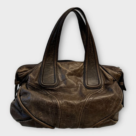 Brown Cracked Leather Handbag