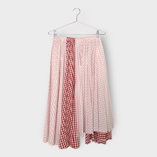 Pink Red Contrast Pleated Gingham
