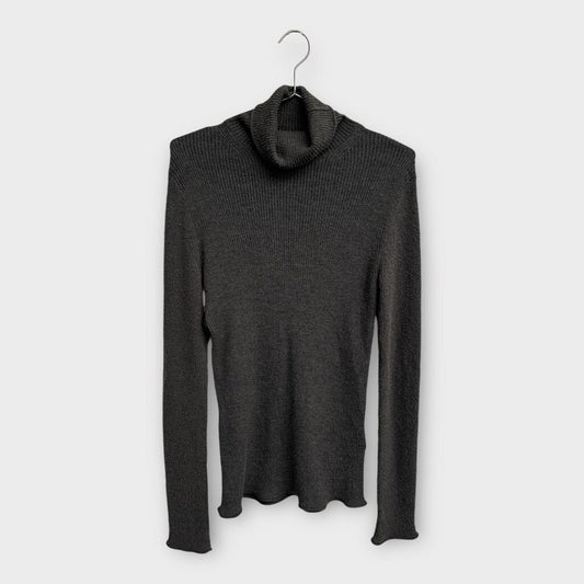 Grey Wool Blend Turtle Neck Jumper