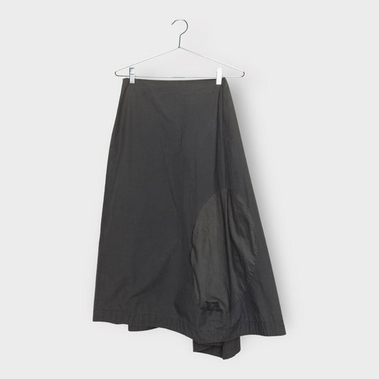 Grey Asymmetrical Cotton Midi Skirt