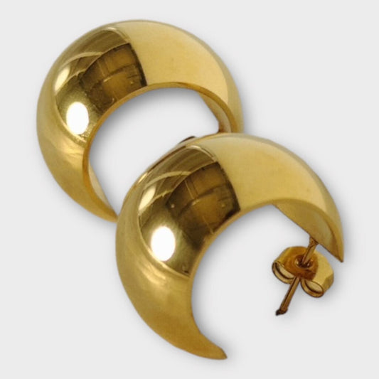 Chunky Gold Half Hoops w Box