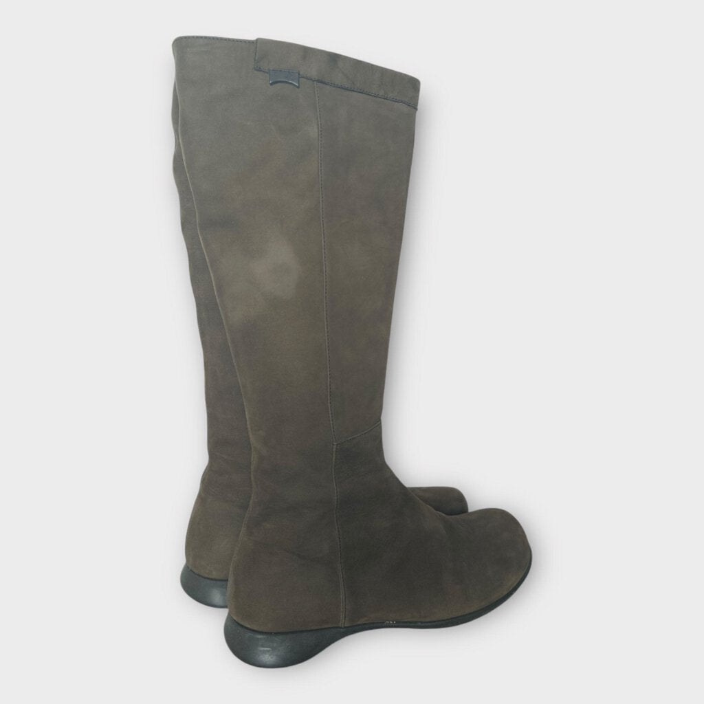 Brown Suede Calf High Boot