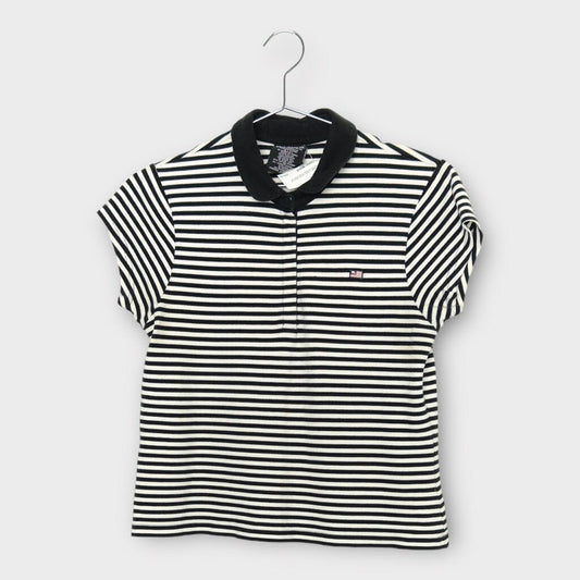 Polo Jeans Black & White Striped Crop Polo