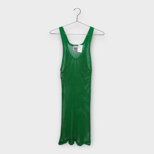 Green Cotton Mesh Tank Dress