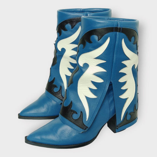 Blue Fold Over Western Boot