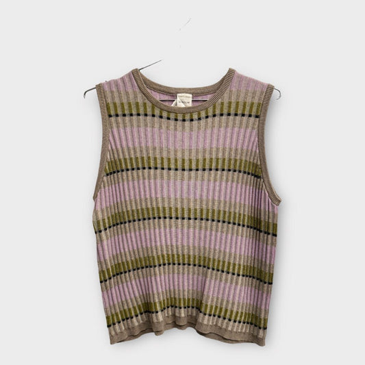 Kowtow Purple Grey & Green Ribbed Cotton Knit Top