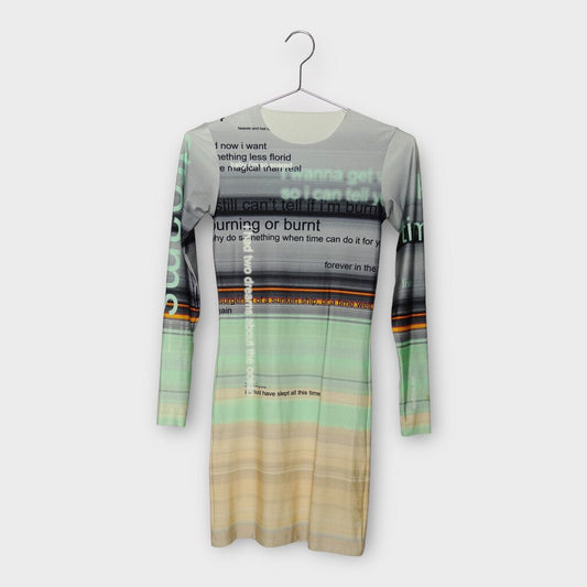 Green & Grey Digital Print Asymmetric Skirt