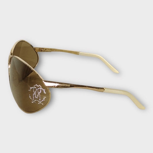 Gold Anfione Diamante Decor Sunglasses w Case