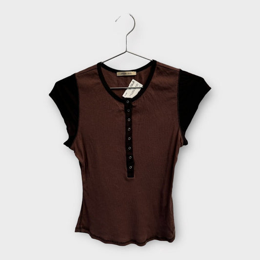 Paloma Wool Brown Rodhes Snap Closure Top