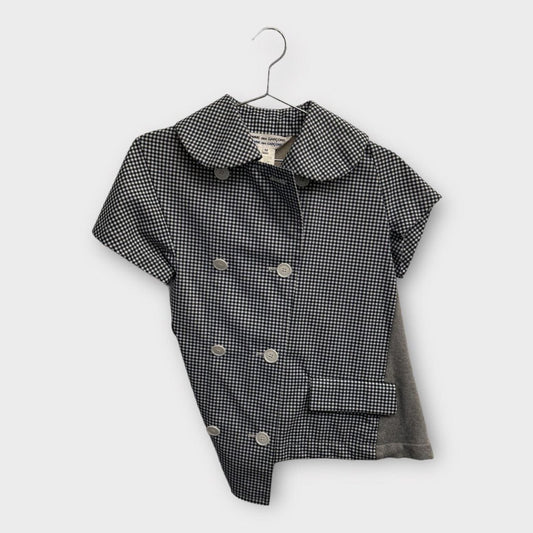 Comme Des Garcons Blue Gingham Asymmetrical Top