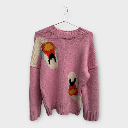 JW Anderson Pink Wool Knit Swan Jumper