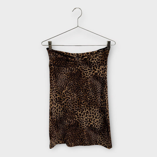Strapless Cheetah Print Mesh Mini Dress