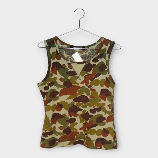 Green Camouflage Ribbed Tank Top