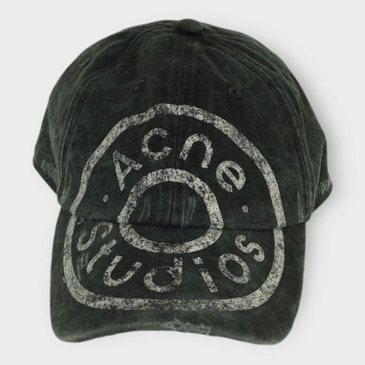 Washed Black Distressed Logo Cap
