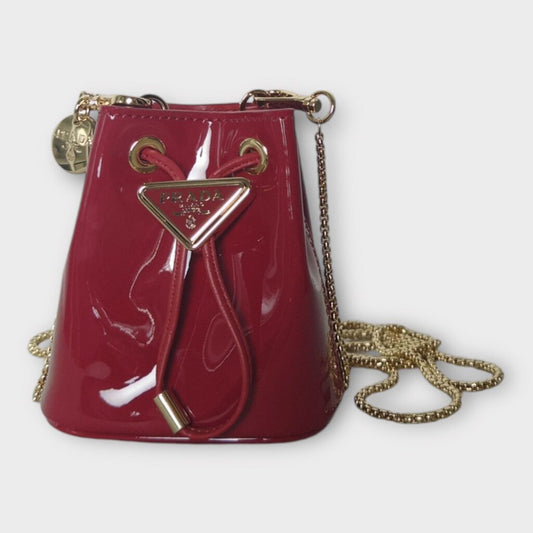 Red Vernice Patent Leather Drawstring Mini Bag
