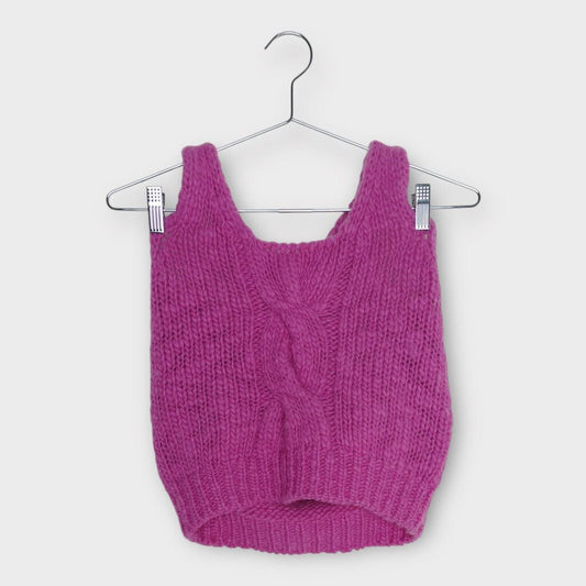 Pink Wool Blend Knit Halterneck