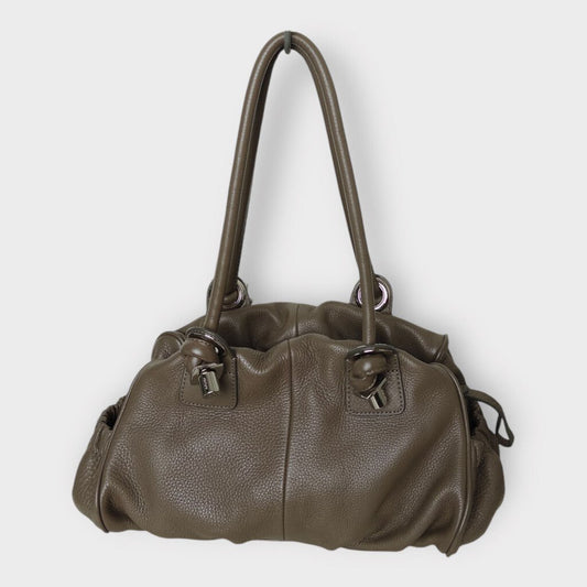 Brown Leather & Silver Shoulder Bag