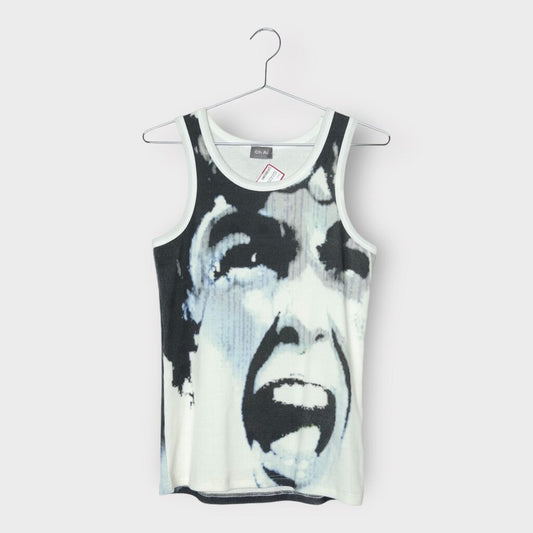 CH AI White Ribbed Psycho Movie Graphic Tank