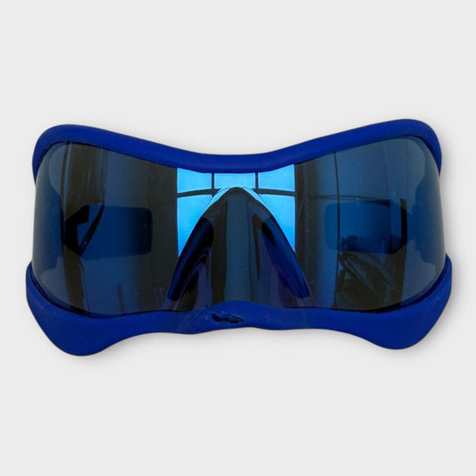 Blue Shield Rubber Frame Sunglasses with Box