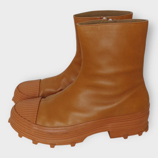 Orange Leather Traktori Boots