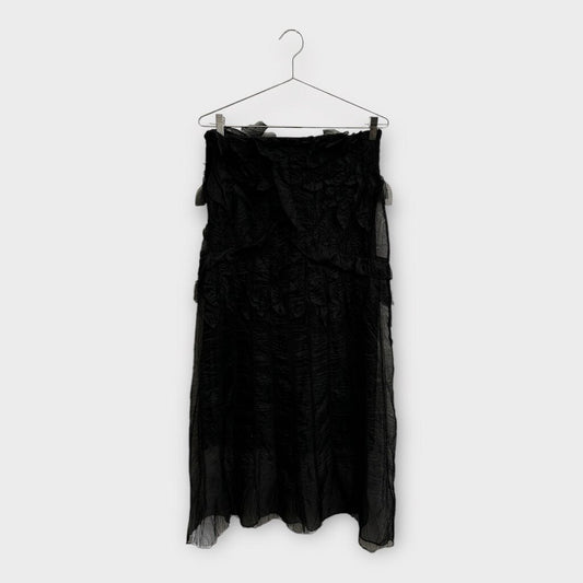 Black Crinkle Sheer Overlay Skirt