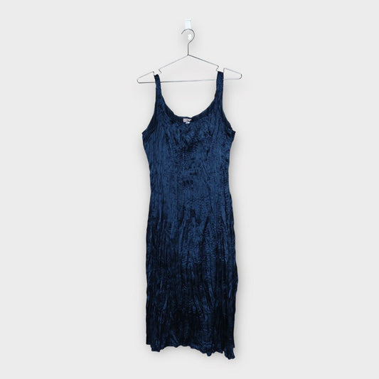 Blue Satin Look Perma-Crinkle Dress