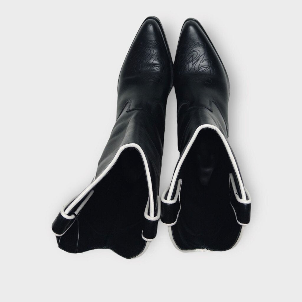 Black & White Leather Western Boots
