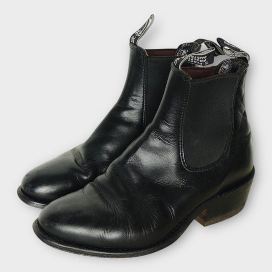 Black Leather Heeled Chelsea Boot