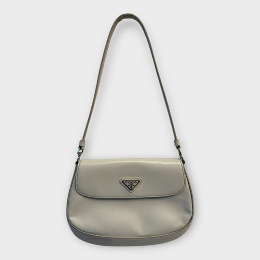 White Patent Leather Mini Flap Cleo Bag