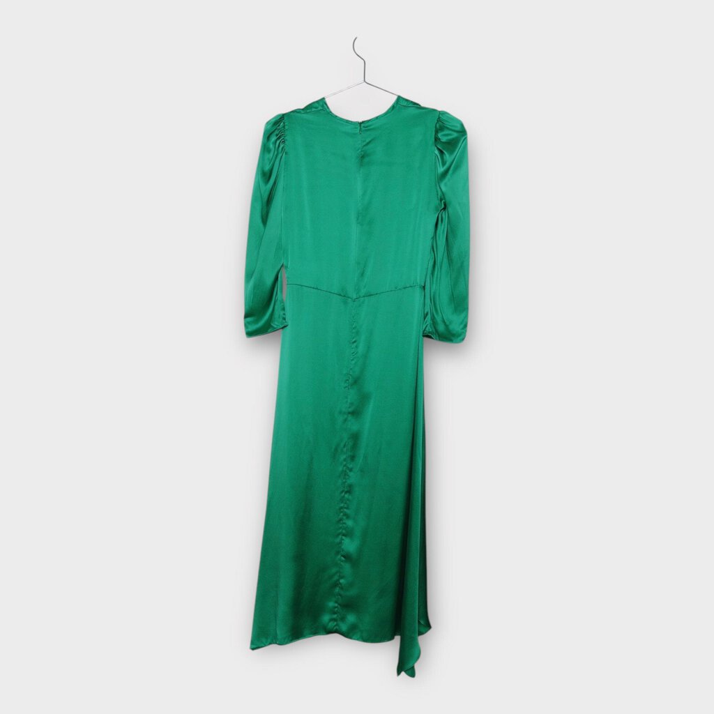 NWT Green Silk Ruched Midi Dress