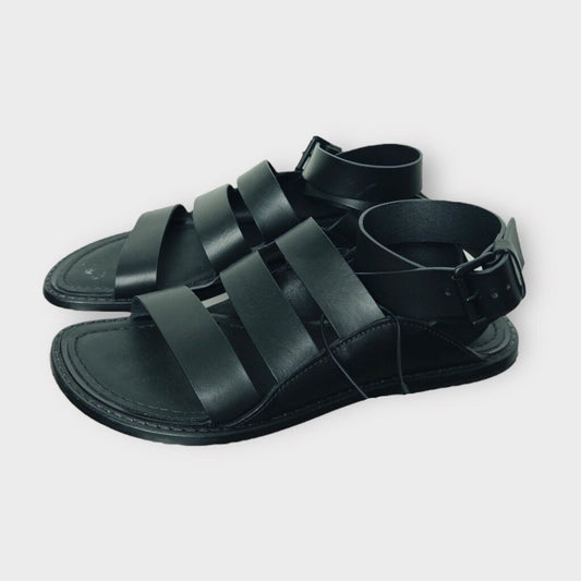 Black Leather Gladiator Sandals