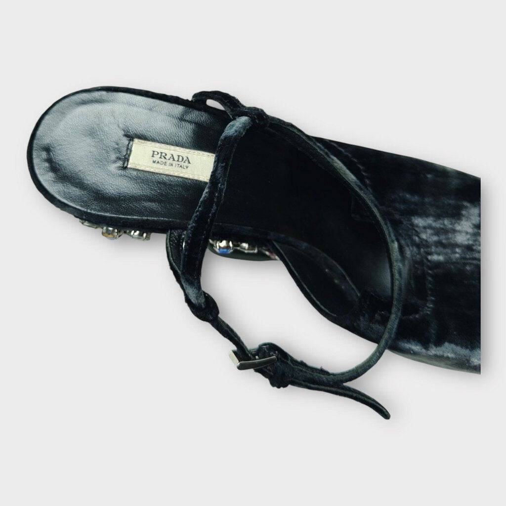 Black Velvet Beaded Heel