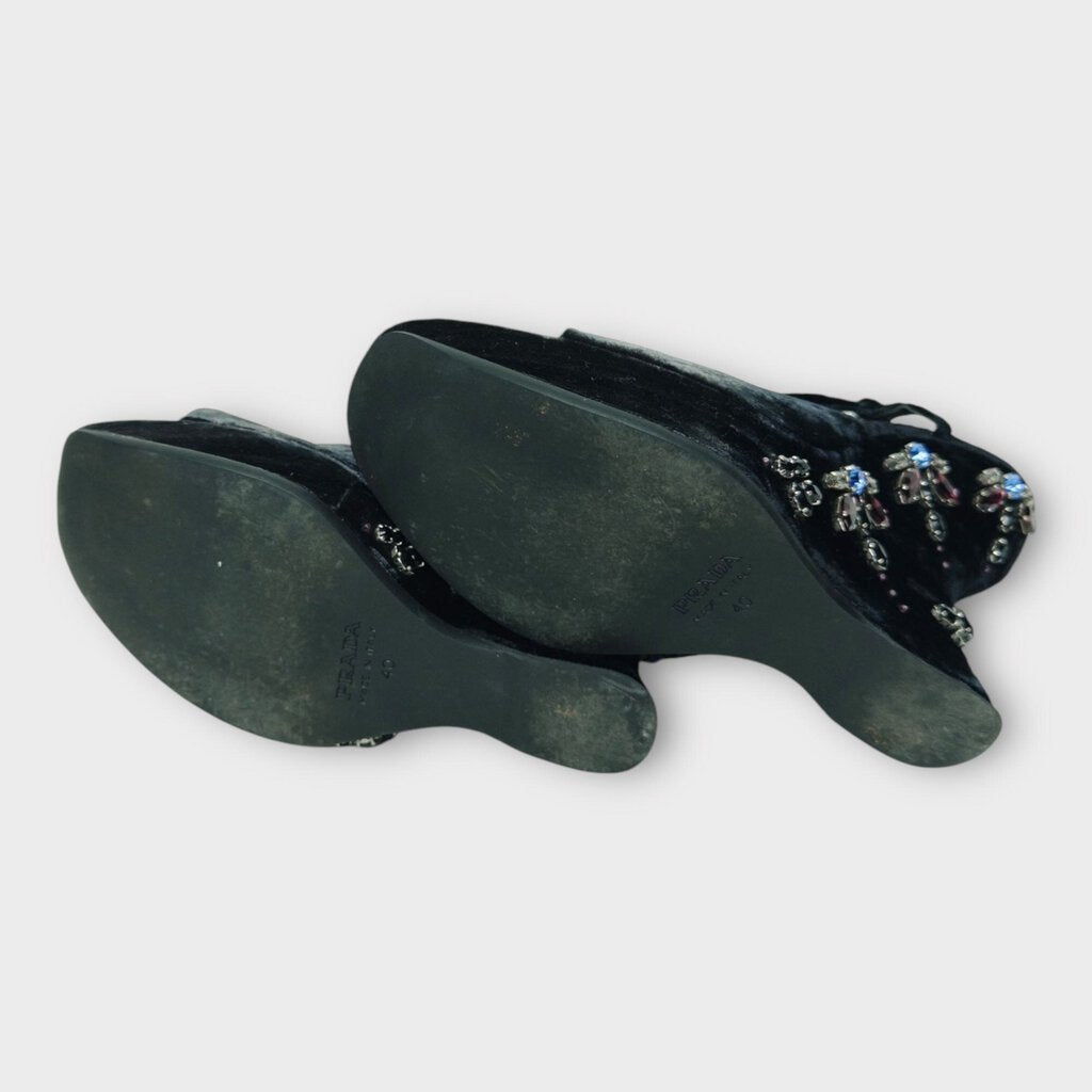 Black Velvet Beaded Heel
