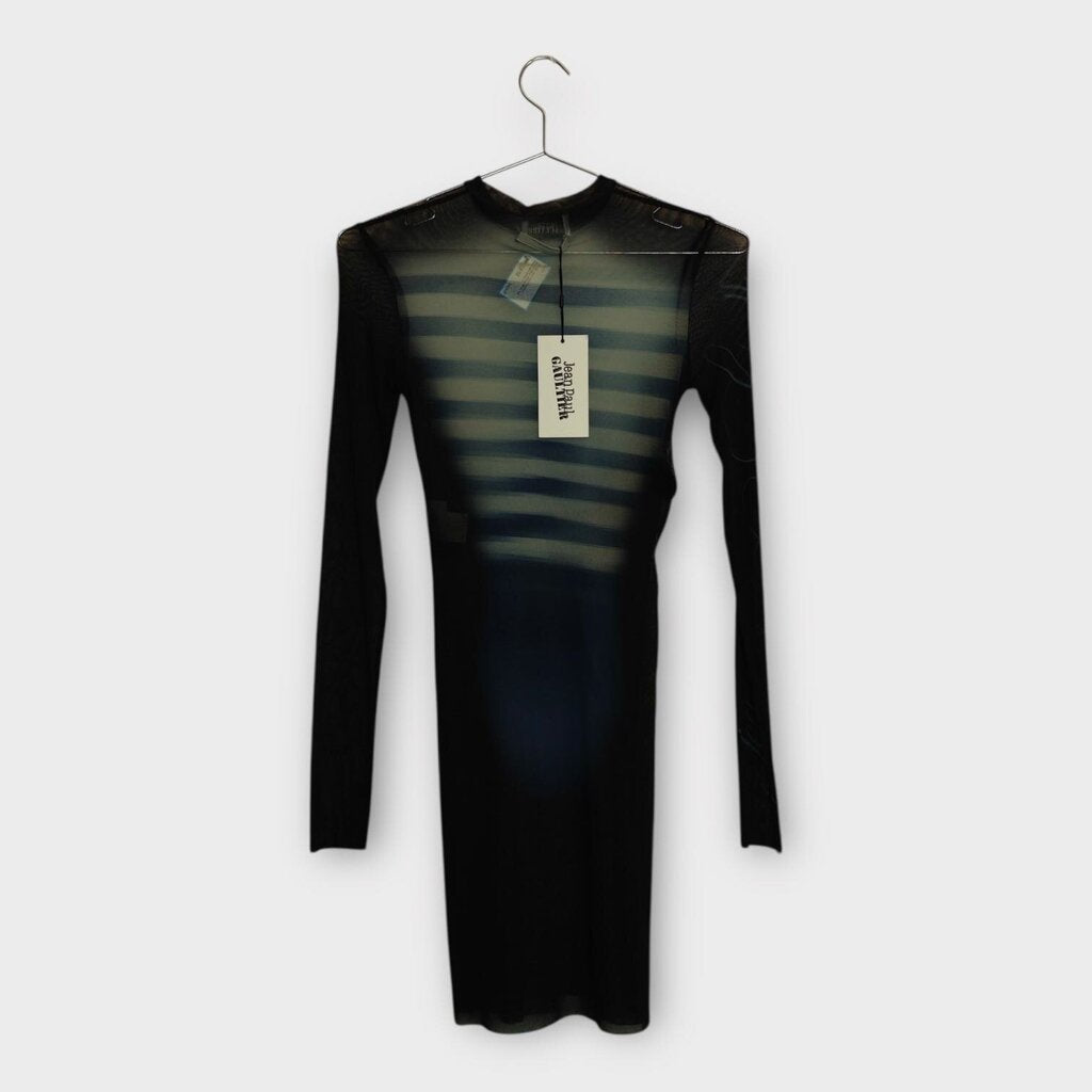 Blue & Black Stripe Mesh "Le Male” Mini Dress
