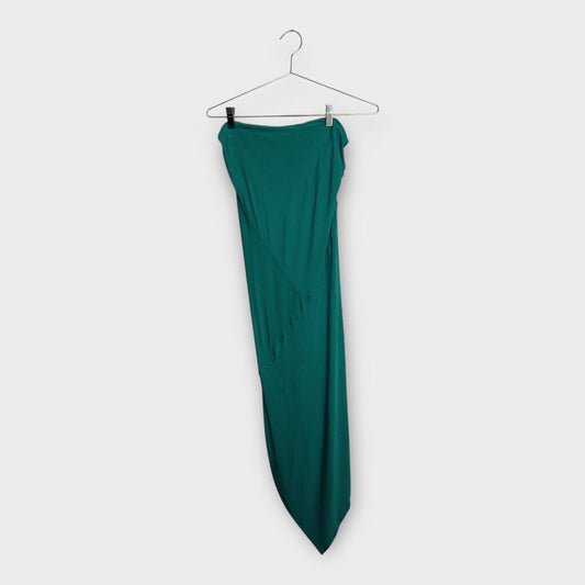 Teal Strapless Midi Dress